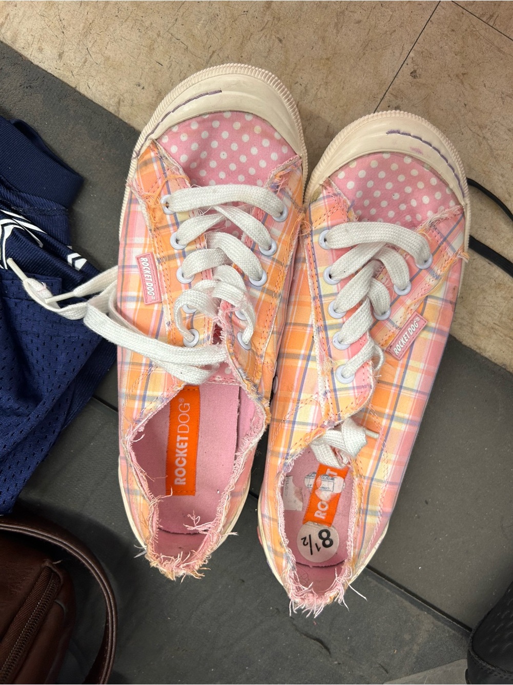 Rocket Dog Pink and Orange Plaid Girls' Sneakers